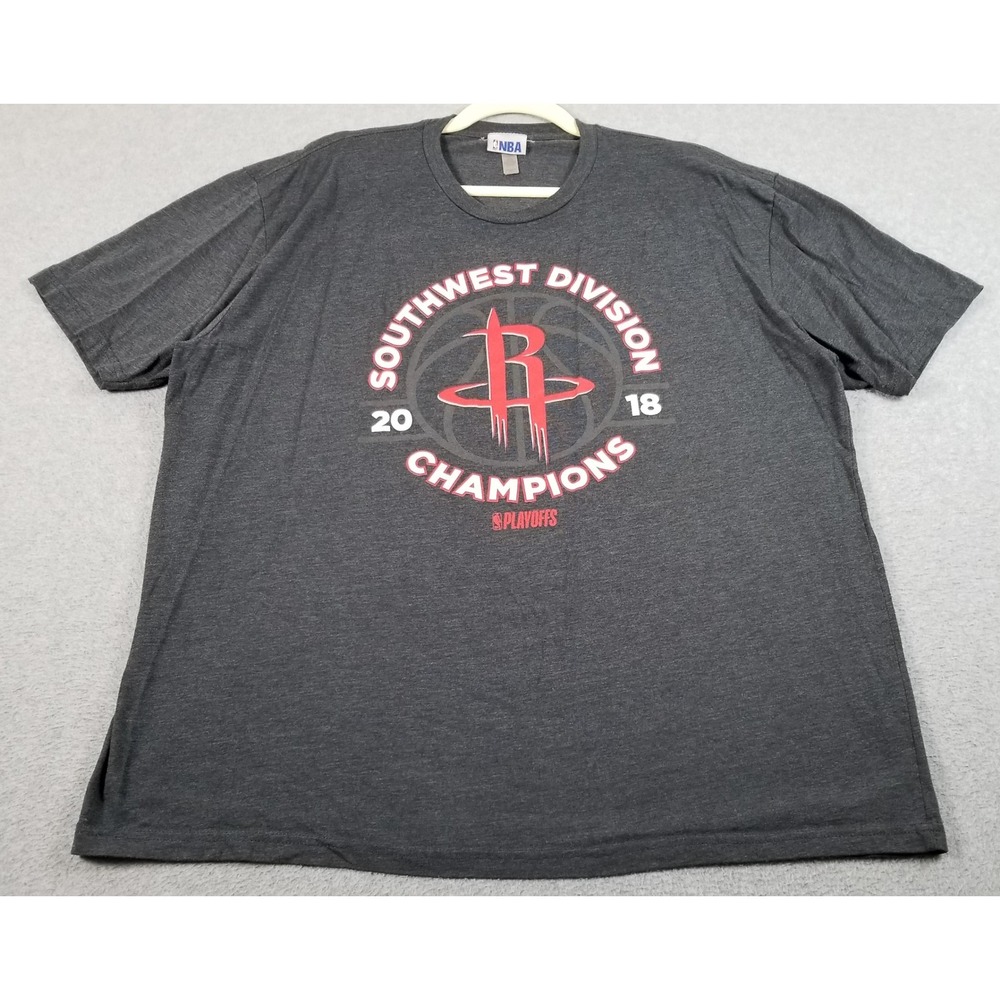 NBA‎ Houston Rockets T-Shirt Mens 2XL XXL Gray 2018 Southwest Division Champions